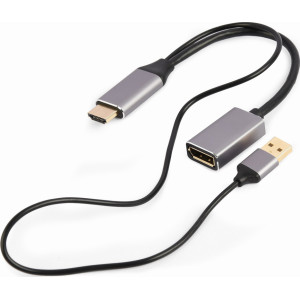 Gembird A-HDMIM-DPF-02 adaptador de cabo de vídeo 0,1 m HDMI Type A (Standard) DisplayPort Preto