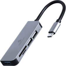 Gembird UHB-CM-CRU3P1U2P2-01 base & duplicador de portas Com fios USB 3.2 Gen 1 (3.1 Gen 1) Type-A Prateado