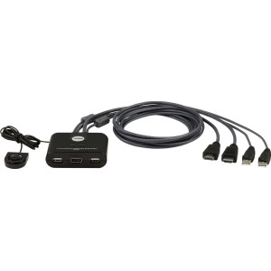 ATEN Switch KVM 2 portas cabo USB FHD HDMI