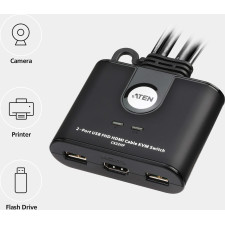 ATEN Switch KVM 2 portas cabo USB FHD HDMI