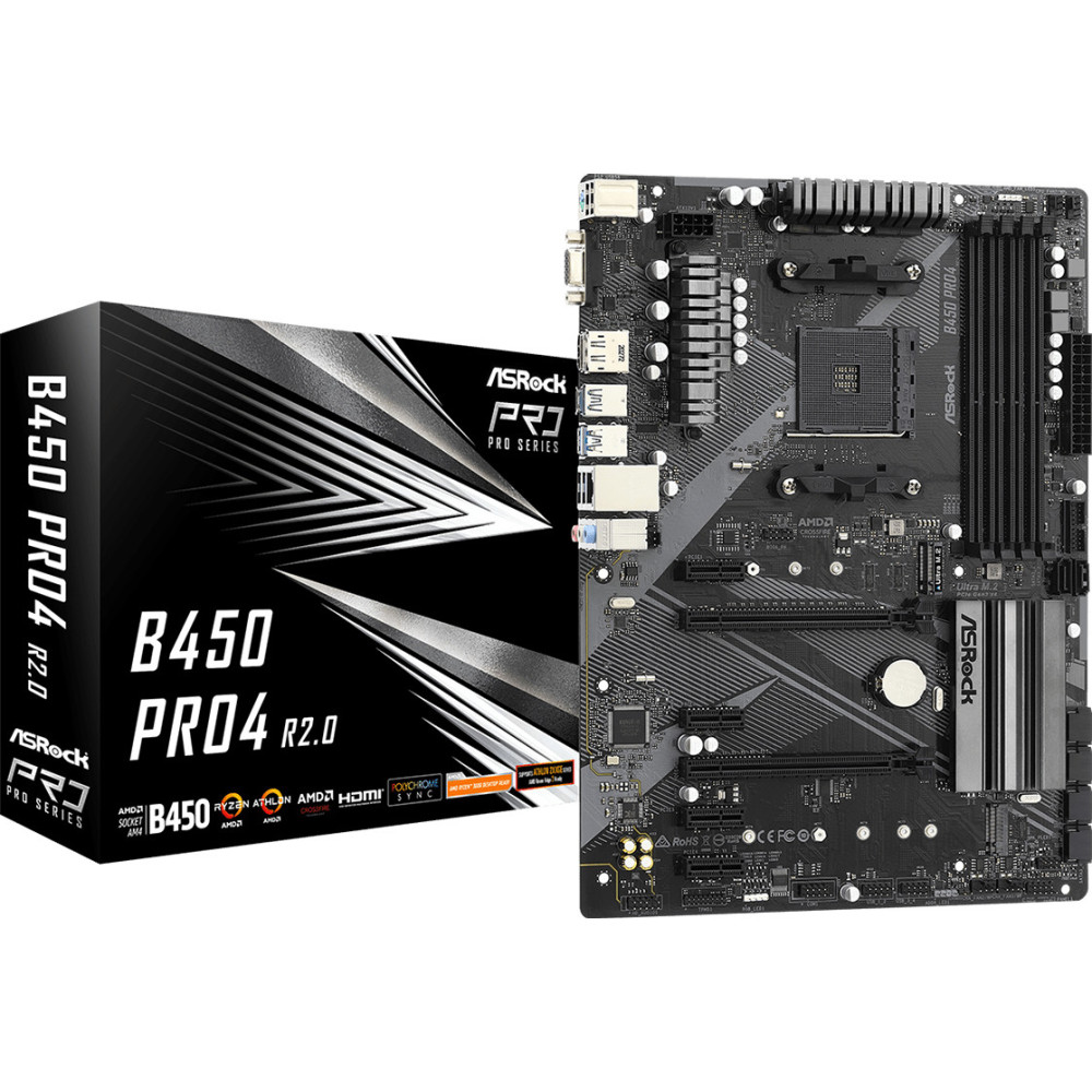 Asrock B450 Pro4 R2.0 AMD B450 Socket AM4 ATX Asrock B450 Pro4 R2.0 AMD B450 Socket AM4 ATX