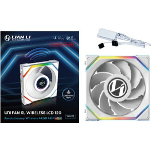 Lian Li UNI FAN SL Wireless LCD 120 Reverse Blade Caixa de computador Ventoinha 12 cm Branco 1 unidade(s)