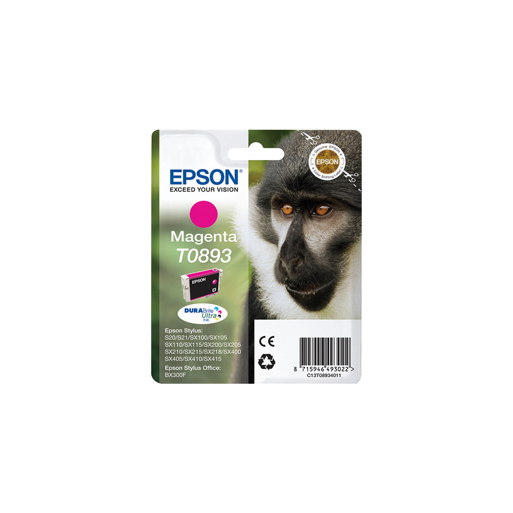 Epson Monkey Tinteiro Magenta T0893 Tinta DURABrite Ultra Epson Monkey Tinteiro Magenta T0893 Tinta DURABrite Ultra