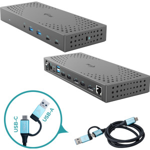 i-tec CATRIPLE4KDOCKPD2 base & duplicador de portas Com fios USB 3.2 Gen 2 (3.1 Gen 2) Type-C Cinzento