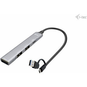 i-tec CAHUBMETALMINI4 hub de interface USB 3.2 Gen 1 (3.1 Gen 1) Type-A + Type-C 5000 Mbit s Prateado