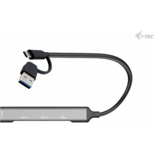 i-tec CAHUBMETALMINI4 hub de interface USB 3.2 Gen 1 (3.1 Gen 1) Type-A + Type-C 5000 Mbit s Prateado