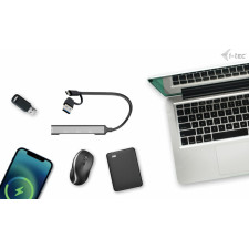 i-tec CAHUBMETALMINI4 hub de interface USB 3.2 Gen 1 (3.1 Gen 1) Type-A + Type-C 5000 Mbit s Prateado