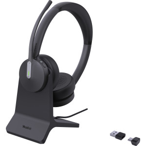 Yealink BH70 Dual with Stand Teams Auscultadores Sem fios Fita de cabeça Escritório Call center USB Type-A Bluetooth Suporte de