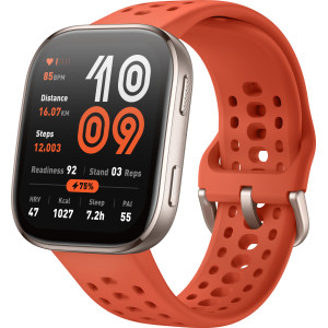 Amazfit Bip 6 Red 5 cm (1.97") AMOLED Digital 390 x 450 pixels Ecrã táctil Dourado GPS