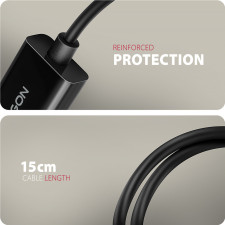 Axagon RVD-HI20N adaptador de cabo de vídeo 0,15 m DisplayPort HDMI Preto