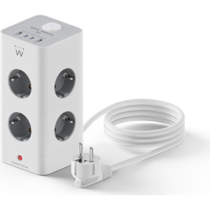 Ewent EW3864 extensão elétrica 2 m 8 tomada(s) CA Interior Cinzento, Branco