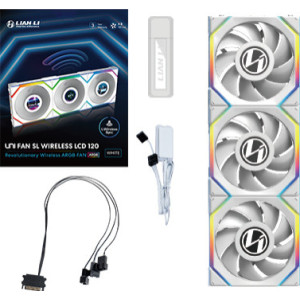 Lian Li UNI FAN SL Wireless LCD 120 Caixa de computador Ventoinha 12 cm Branco 3 unidade(s)