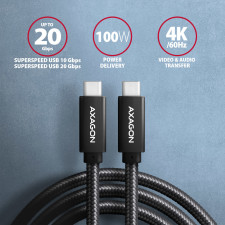 Axagon BUCM32-CM05AB cabo USB USB 3.2 Gen 2x2 0,5 m USB C Preto