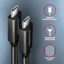 Axagon BUCM32-CM05AB cabo USB USB 3.2 Gen 2x2 0,5 m USB C Preto