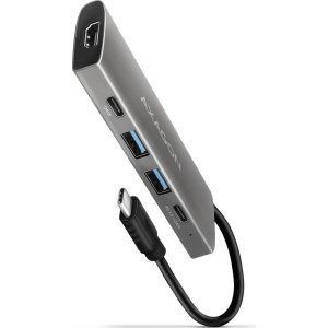 Axagon HMC-5G21 base & duplicador de portas Com fios USB 3.2 Gen 2 (3.1 Gen 2) Type-C Cinzento