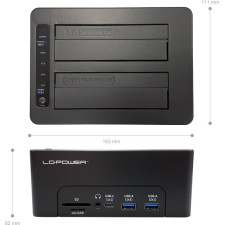 LC-Power LC-DOCK-C-MULTI-HUB Docking Station para Discos Rígidos USB 3.2 Gen 2 (3.1 Gen 2) Type-C Preto