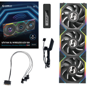 Lian Li UNI FAN SL Wireless LCD 120 Caixa de computador Ventoinha 12 cm Preto 3 unidade(s)