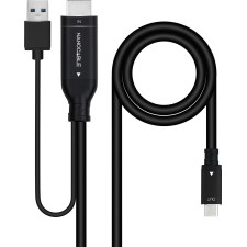 Nanocable 10.15.4354 adaptador de cabo de vídeo 1,8 m HDMI + USB Type-A USB Type-C Preto