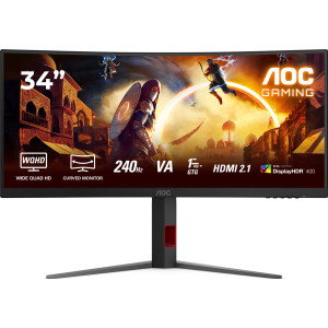 AOC G4 CU34G4Z monitor de ecrã 86,4 cm (34") 3440 x 1440 pixels Wide Quad HD LED Preto, Vermelho