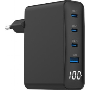 Gembird TA-UC-PDQC100LCD-01-BK carregador de dispositivos móveis Computador portátil, Smartphone Preto AC Carregamento rápido