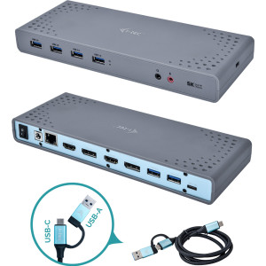 i-tec CADUAL4KDOCK base & duplicador de portas Com fios USB 3.2 Gen 1 (3.1 Gen 1) Type-C Preto, Turquesa