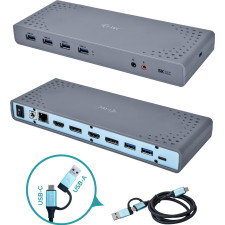 i-tec CADUAL4KDOCK base & duplicador de portas Com fios USB 3.2 Gen 1 (3.1 Gen 1) Type-C Preto, Turquesa