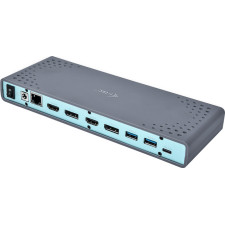 i-tec CADUAL4KDOCK base & duplicador de portas Com fios USB 3.2 Gen 1 (3.1 Gen 1) Type-C Preto, Turquesa