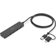 Digitus DA-70236 hub de interface USB 3.2 Gen 1 (3.1 Gen 1) Type-A + Type-C 12000 Mbit s Preto