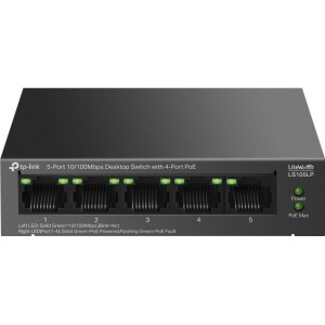 TP-Link LiteWave LS105P Não-gerido Fast Ethernet (10 100) Power over Ethernet (PoE) Preto
