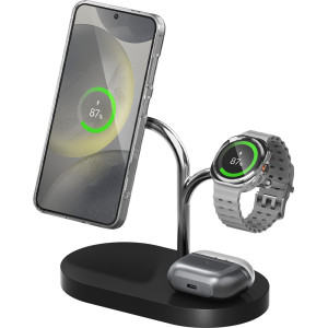 Samsung GP-PWU024WIABW carregador de dispositivos móveis Auscultadores, Smartphone, Smartwatch Preto, Prateado USB Carregamento