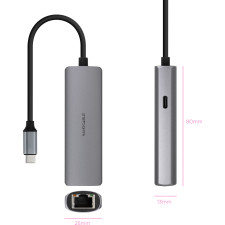Nanocable 10.16.4603 base & duplicador de portas Com fios USB 3.2 Gen 1 (3.1 Gen 1) Type-C Cinzento