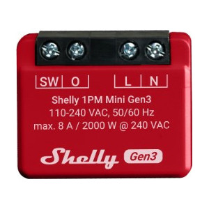 Shelly 1PM Mini Gen3 Interruptor inteligente 1P Vermelho