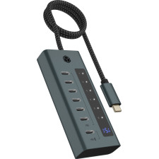 ICY BOX IB-HUB1457-C31 USB 3.2 Gen 1 (3.1 Gen 1) Type-C 10000 Mbit s Azul, Cinzento