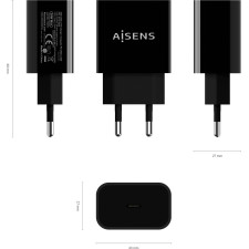 AISENS A110-0538 carregador de dispositivos móveis Universal Preto AC Carregamento rápido Interior