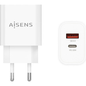 AISENS A110-0681 carregador de dispositivos móveis Câmara digital, Telemóvel, Computador portátil, Smartphone, Tablet Branco AC