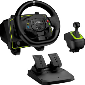 Genius SpeedMaster X2 Preto, Verde USB Volante + Pedais PC, PlayStation 4, Playstation 3, Xbox 360, Xbox One, Xbox Series X