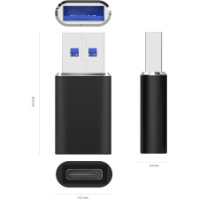 AISENS A108-0678 adaptador para cabos USB Type-C USB Type-A Preto