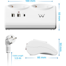 Ewent EW3870 extensão elétrica 1,5 m 3 tomada(s) CA Interior Branco