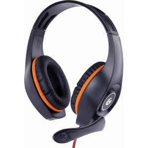 Gembird GHS-05-O auscultador Auscultadores Com fios Fita de cabeça Jogos Preto, Laranja