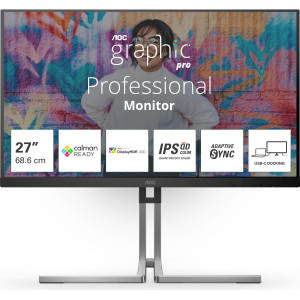 AOC Q27U3CV monitor de ecrã 68,6 cm (27") 2560 x 1440 pixels 4K Ultra HD LCD Preto