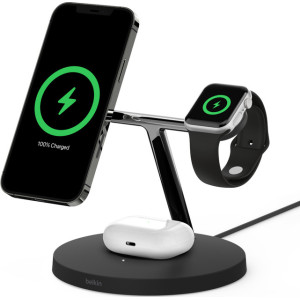 Belkin BoostCharge Pro Auscultadores, Smartphone, Smartwatch Preto USB Carregamento wireless Interior
