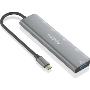 AISENS A109-0857 hub de interface USB 3.2 Gen 1 (3.1 Gen 1) Type-C 5 Mbit s Cinzento
