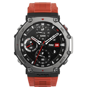 Amazfit T-Rex 3 Lava 3,81 cm (1.5") AMOLED 48.5 mm Digital 480 x 480 pixels Ecrã táctil Preto, Aço inoxidável GPS