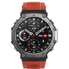 Amazfit T-Rex 3 Lava 3,81 cm (1.5") AMOLED 48.5 mm Digital 480 x 480 pixels Ecrã táctil Preto, Aço inoxidável GPS