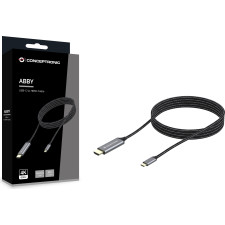 Conceptronic ABBY10G adaptador de cabo de vídeo 2 m USB Type-C HDMI Cinzento