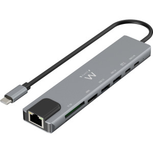 Ewent EW1146 base & duplicador de portas Com fios USB 3.2 Gen 1 (3.1 Gen 1) Type-C Cinzento