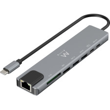 Ewent EW1146 base & duplicador de portas Com fios USB 3.2 Gen 1 (3.1 Gen 1) Type-C Cinzento