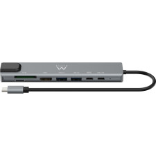 Ewent EW1146 base & duplicador de portas Com fios USB 3.2 Gen 1 (3.1 Gen 1) Type-C Cinzento