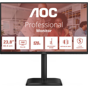 AOC E4 24E4CV monitor de ecrã 60,5 cm (23.8") 1920 x 1080 pixels Full HD LED Preto