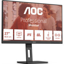 AOC E3 U27E3UF monitor de ecrã 68,6 cm (27") 3840 x 2160 pixels 4K Ultra HD LED Preto